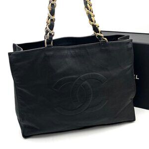 Chanel Big CC Logo Chain Tote Lambskin Black